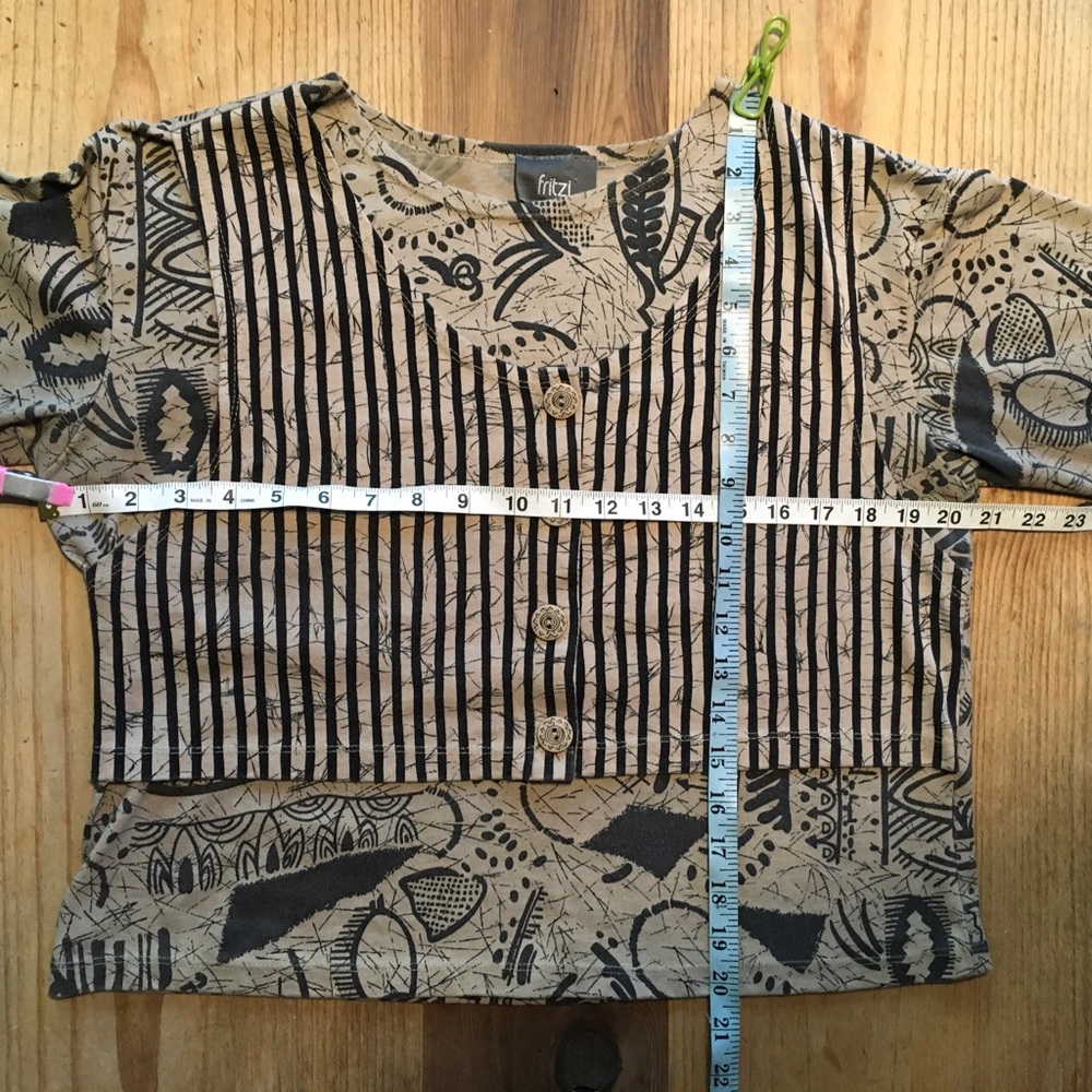 Vintage FRITZI Black & Tan Graphic Top with Vest - Picture 13 of 14